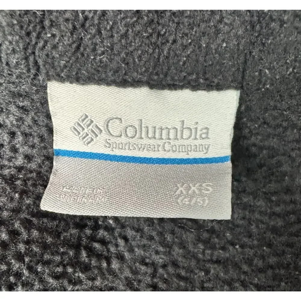 Columbia Girls Youth Black Fleece Pink Zip Jacket Lightweight Layer Size XXS 4/5